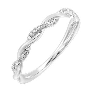 14K WG 1/12 ct. tw. Diamond Petite Twisted Stackable Ring
