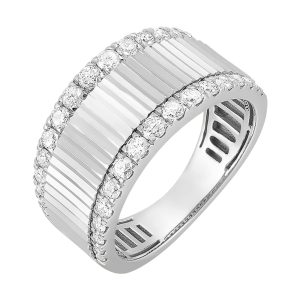 14K WG 5/8 ct. tw. Diamond Bold Fluted Ring