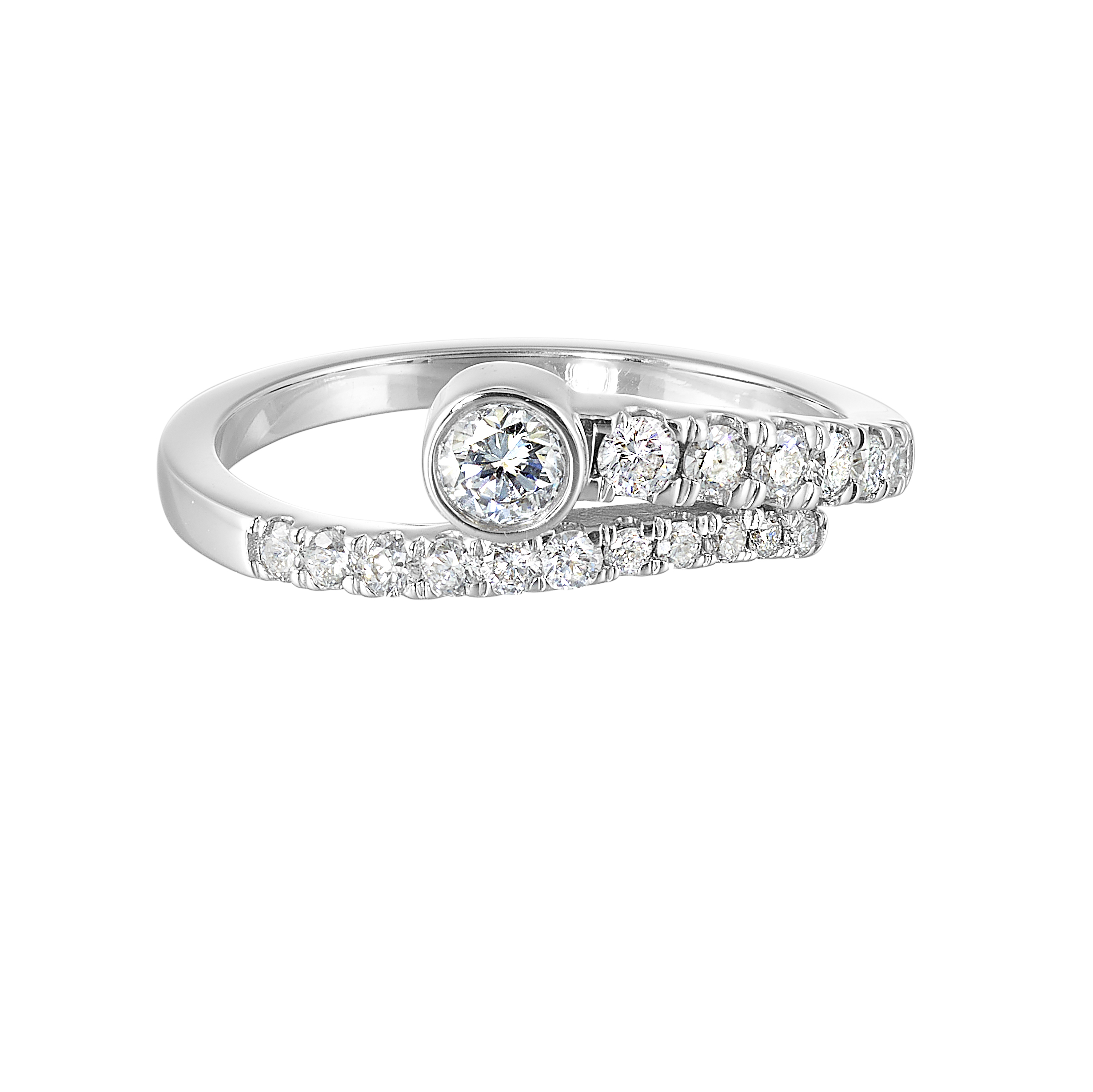 14K WG 1 ct. tw. Diamond Bypass Ring