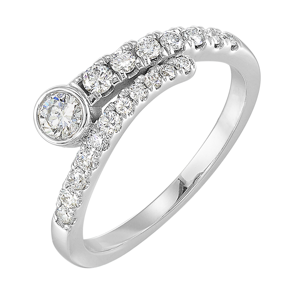 14K WG 1/2 ct. tw. Diamond Bypass Ring