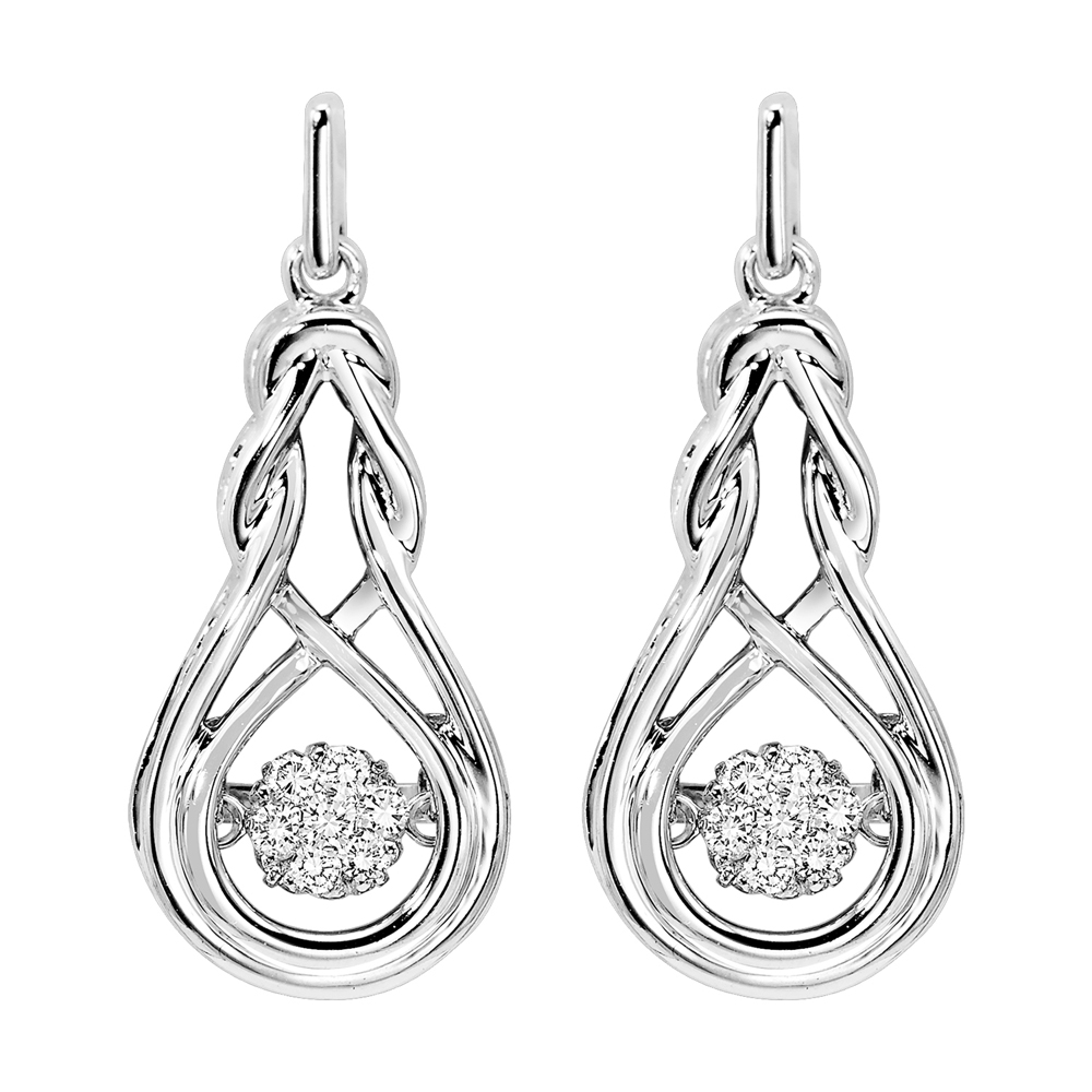 14K WG 1/7 ct. tw. Diamond Knot Earring