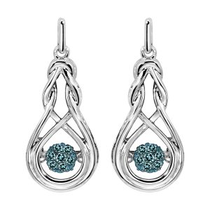 Silver 1/6 ct. tw. Blue Diamond Knot Earring