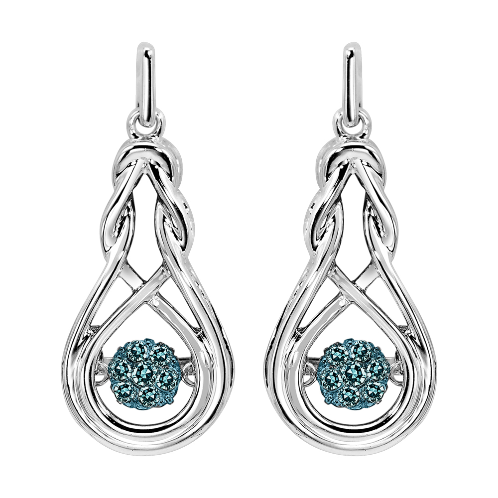 Silver 1/6 ct. tw. Blue Diamond Knot Earring
