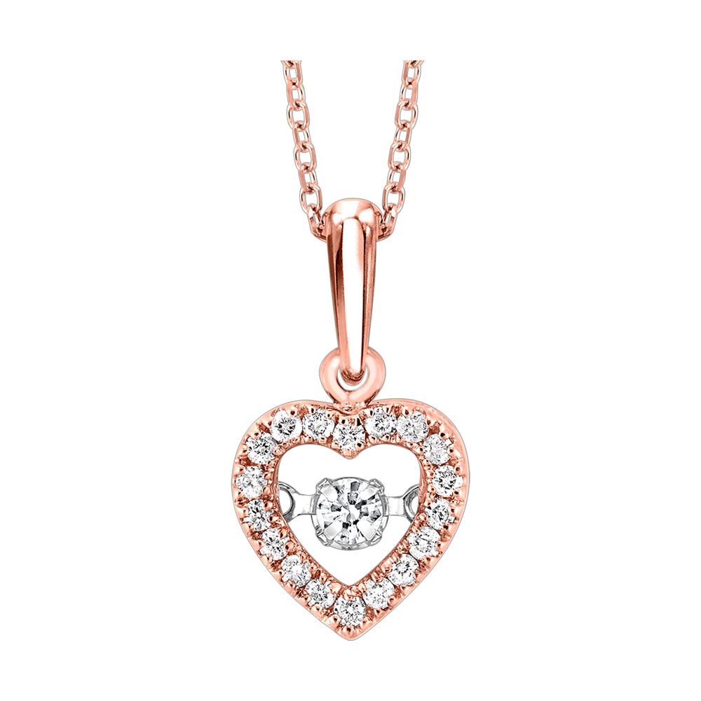 10K RG 1/5 ct. tw. Diamond Heart Shape Pendant