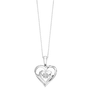 Silver 1/50 ct. tw. Diamond Double Heart Pendant
