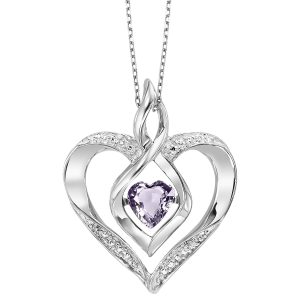 Silver 1/50 ct. tw. Diamond  & 1/4 ct. tw. Syn Alexandrite Heart Pendant