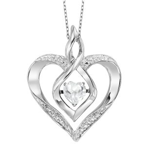 Silver 1/50 ct. tw. Diamond  & 1/4 ct. tw. Created-White Topaz Heart Pendant
