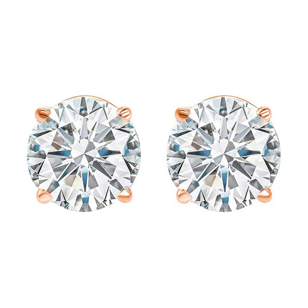 14K RG 1/4 ct. tw. Diamond Four Prong Solitaire Earring