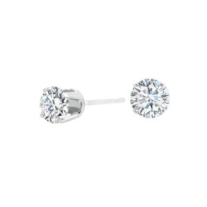 14K WG 3/4 ct. tw. Diamond Four Prong Solitaire Earring