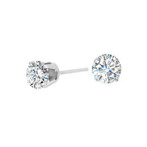 14K WG 1 ct. tw. Diamond Four Prong Solitaire Earring