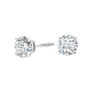 14K WG 1 1/2 ct. tw. Diamond Four Prong Solitaire Earring