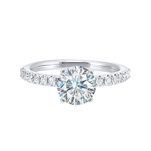 14K WG 1/4 ct. tw. Diamond Accent Engagement Ring. Semi Mount for 1 ct. tw. Round Center.