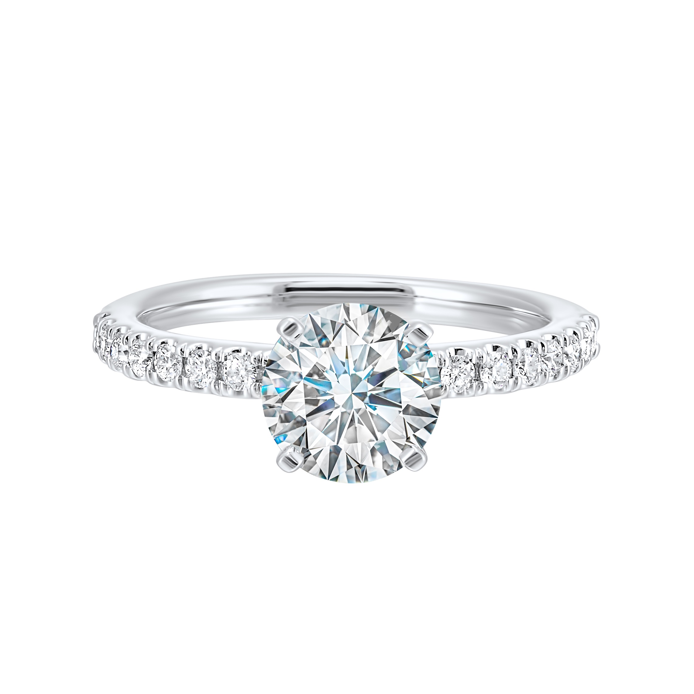 14K WG 1/4 ct. tw. Diamond Accent Engagement Ring. Semi Mount for 1 ct. tw. Round Center.