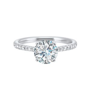 14K WG 1/4 ct. tw. Diamond Accent Engagement Ring. Semi Mount for 1 ct. tw. Round Center.