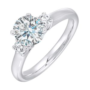 14K WG 1/4 ct. tw. Diamond Three Stone Engagement Ring. Semi Mount for 1 1/2 ct. tw. Round Center.
