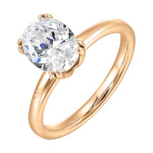 14K RG Solitaire Engagement Ring. Semi Mount for 2 ct. tw. Oval Center.