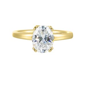 14K YG Solitaire Engagement Ring. Semi Mount for 2 ct. tw. Oval Center.