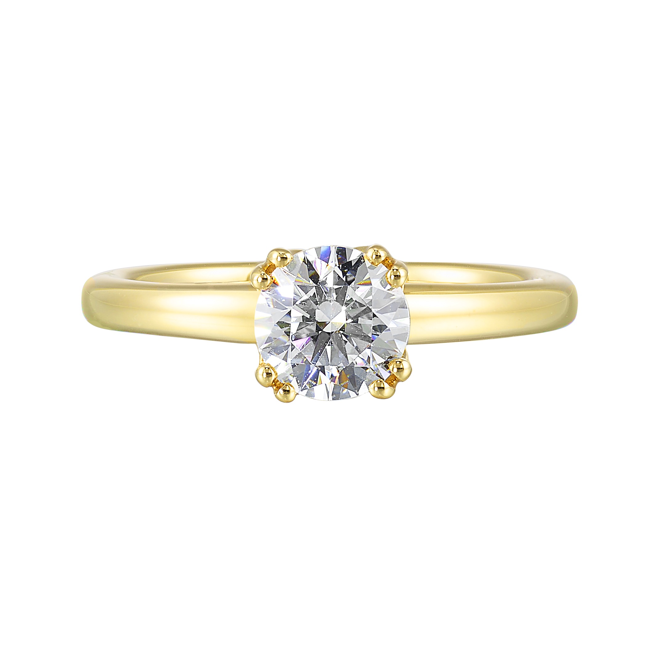 14K YG Solitaire Engagement Ring. Semi Mount for 2 ct. tw. Round Center.