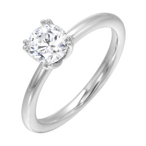 14K WG Solitaire Engagement Ring. Semi Mount for 2 ct. tw. Round Center.