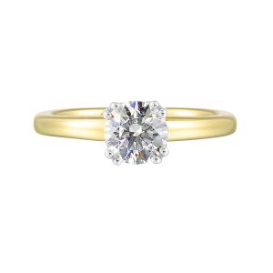 14K WYG Solitaire Engagement Ring. Semi Mount for 2 ct. tw. Round Center.