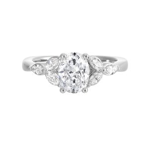 14K WG 1/3 ct. tw. Diamond Nature Inspired Engagement Ring. Semi Mount for 1 ct. tw. Oval Center.