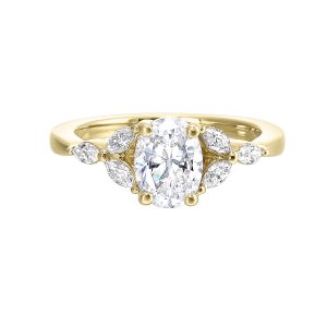 14K YG 1/3 ct. tw. Diamond Nature Inspired Engagement Ring. Semi Mount for 1 ct. tw. Oval Center.