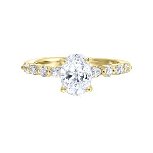 14K YG 1/3 ct. tw. Diamond Accent Engagement Ring. Semi Mount for 2 ct. tw. Oval Center.