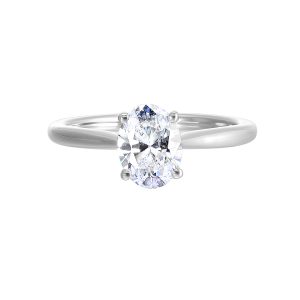 14K WG 1/20 ct. tw. Diamond Accent Engagement Ring. Semi Mount for 1 ct. tw. Oval Center.