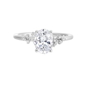 14K WG 1/8 ct. tw. Diamond Nature Inspired Engagement Ring. Semi Mount for 1 ct. tw. Oval Center.