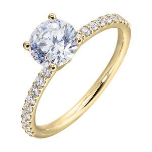 14K YG 1/5 ct. tw. Diamond Accent Engagement Ring. Semi Mount for 1 ct. tw. Round Center.