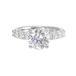 14K WG 5/8 ct. tw. Diamond Accent Engagement Ring. Semi Mount for 2 ct. tw. Round Center.