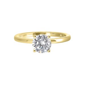14K YG 1/10 ct. tw. Diamond Hidden Halo Solitaire Engagement Ring. Semi Mount for 1 1/2 ct. tw. Round Center.