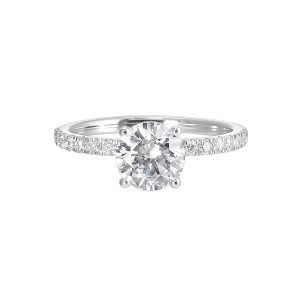 14K WG 3/8 ct. tw. Diamond Hidden Halo Engagement Ring. Semi Mount for 1 ct. tw. Round Center.