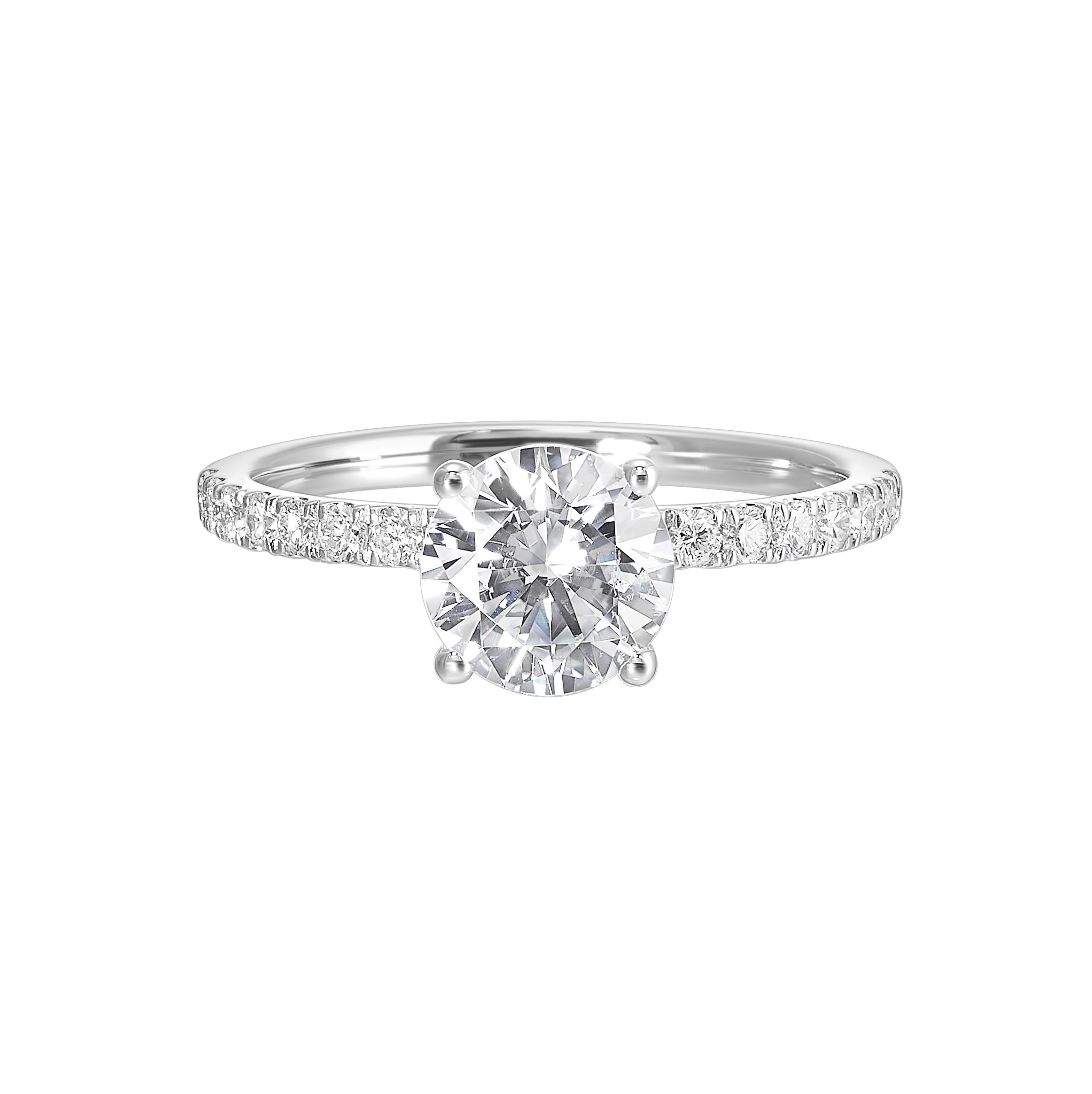 14K WG 3/8 ct. tw. Diamond Hidden Halo Engagement Ring. Semi Mount for 1 ct. tw. Round Center.