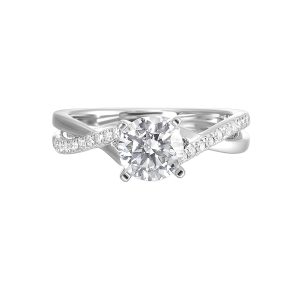 14K WG 1/7 ct. tw. Diamond Accent Engagement Ring. Semi Mount for 2 ct. tw. Round Center.