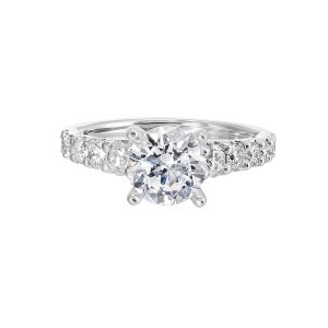 14K WG 7/8 ct. tw. Diamond Accent Engagement Ring. Semi Mount for 1 1/2 ct. tw. Round Center.