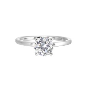 14K WG 1/20 ct. tw. Diamond Hidden Halo Solitaire Engagement Ring. Semi Mount for 1 ct. tw. Round Center.