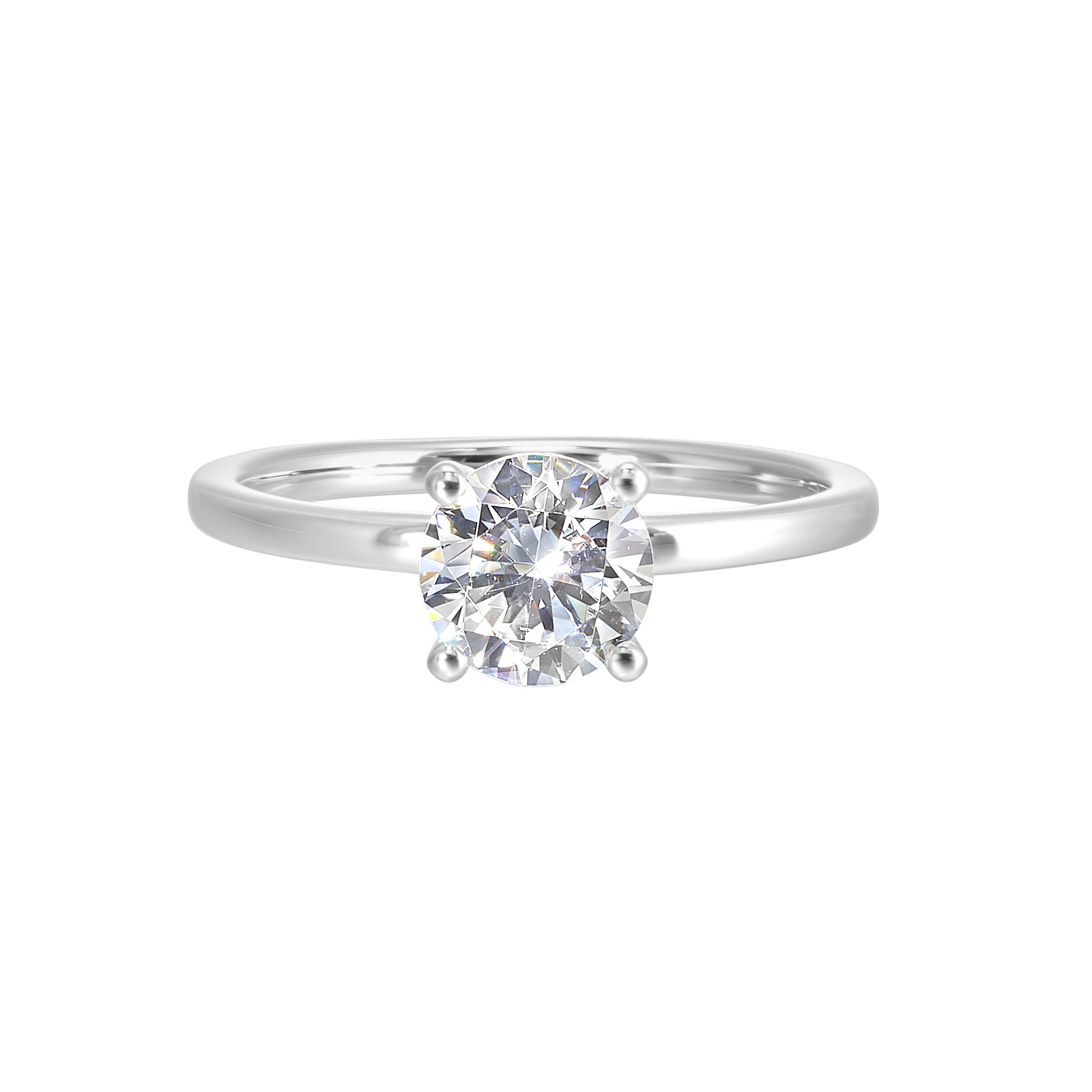 14K WG 1/20 ct. tw. Diamond Hidden Halo Solitaire Engagement Ring. Semi Mount for 1 ct. tw. Round Center.