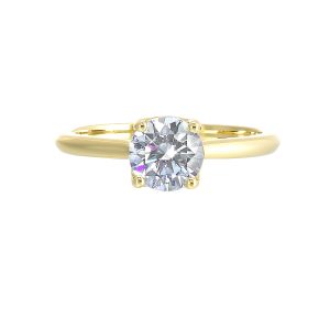 14K YG 1/20 ct. tw. Diamond Hidden Halo Solitaire Engagement Ring. Semi Mount for 1 ct. tw. Round Center.