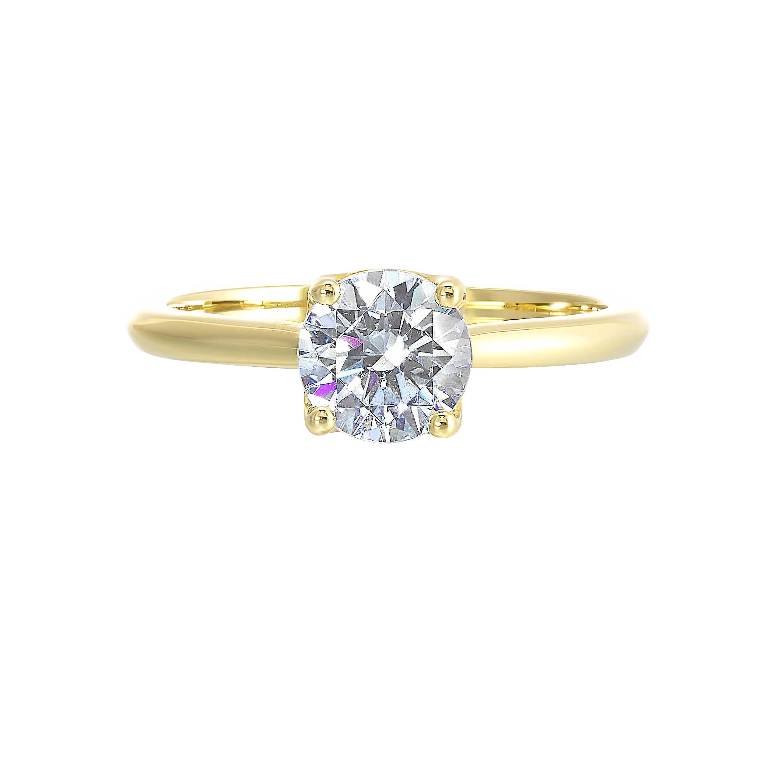 14K YG 1/20 ct. tw. Diamond Hidden Halo Solitaire Engagement Ring. Semi Mount for 1 ct. tw. Round Center.