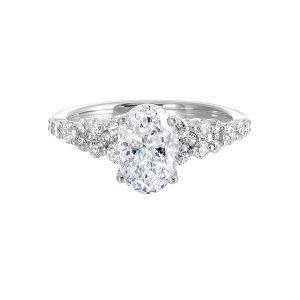 14K WG 1/2 ct. tw. Diamond Accent Engagement Ring. Semi Mount for 1 ct. tw. Oval Center.