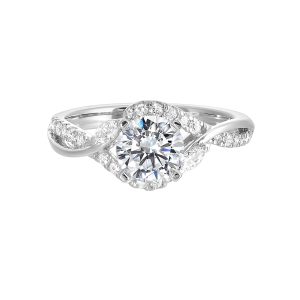 14K WG 1/3 ct. tw. Diamond Accent Engagement Ring. Semi Mount for 1 ct. tw. Round Center.