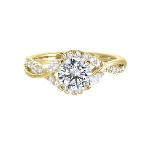 14K YG 1/3 ct. tw. Diamond Accent Engagement Ring. Semi Mount for 1 ct. tw. Round Center.