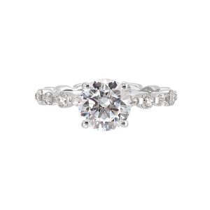 14K WG 3/8 ct. tw. Diamond Accent Engagement Ring. Semi Mount for 1 1/2 ct. tw. Round Center.