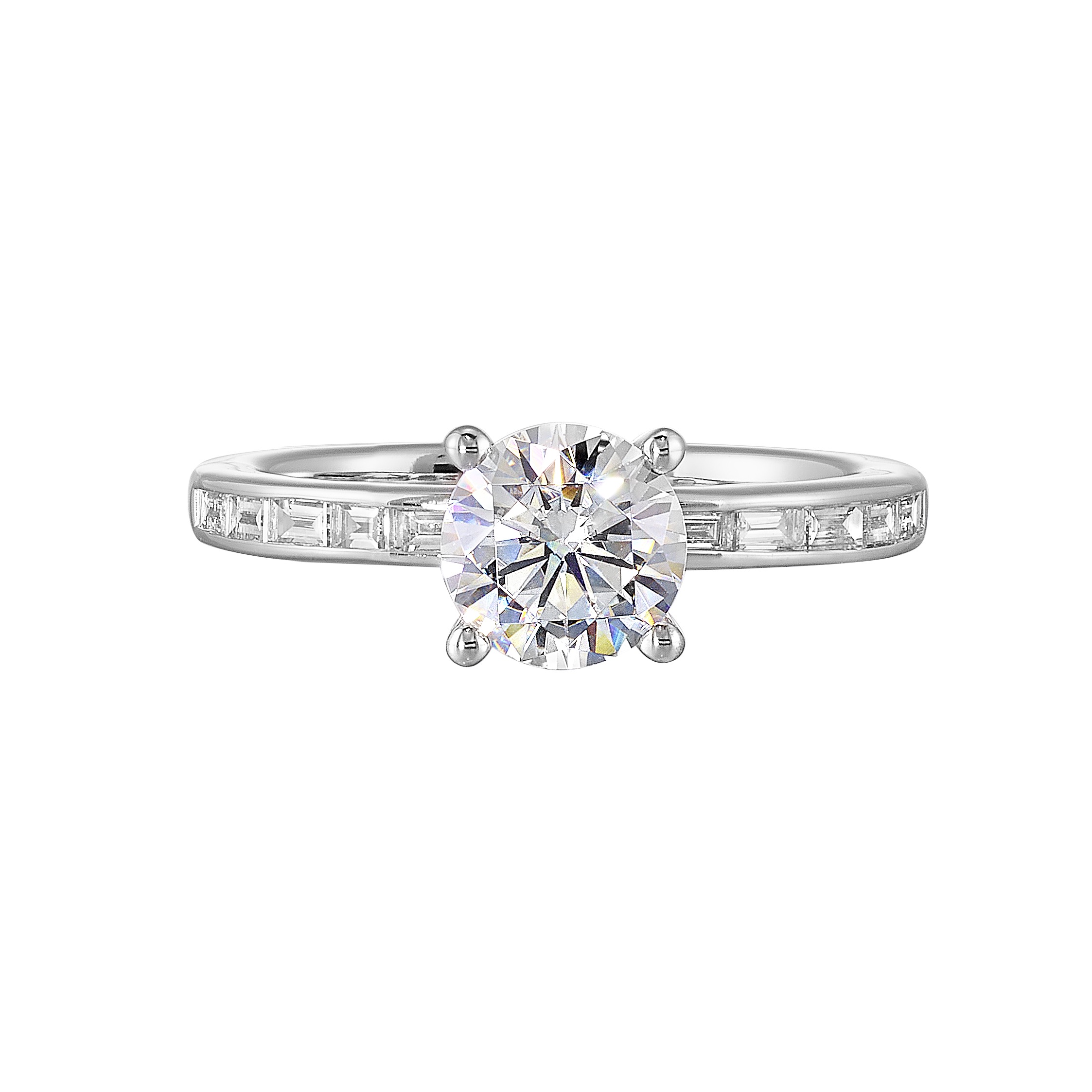 14K WG 1/5 ct. tw. Diamond Accent Engagement Ring. Semi Mount for 1 ct. tw. Round Center.