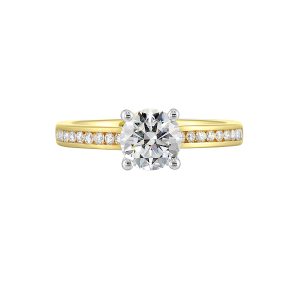 14K WYG 1/4 ct. tw. Diamond Accent Engagement Ring. Semi Mount for 1 ct. tw. Round Center.
