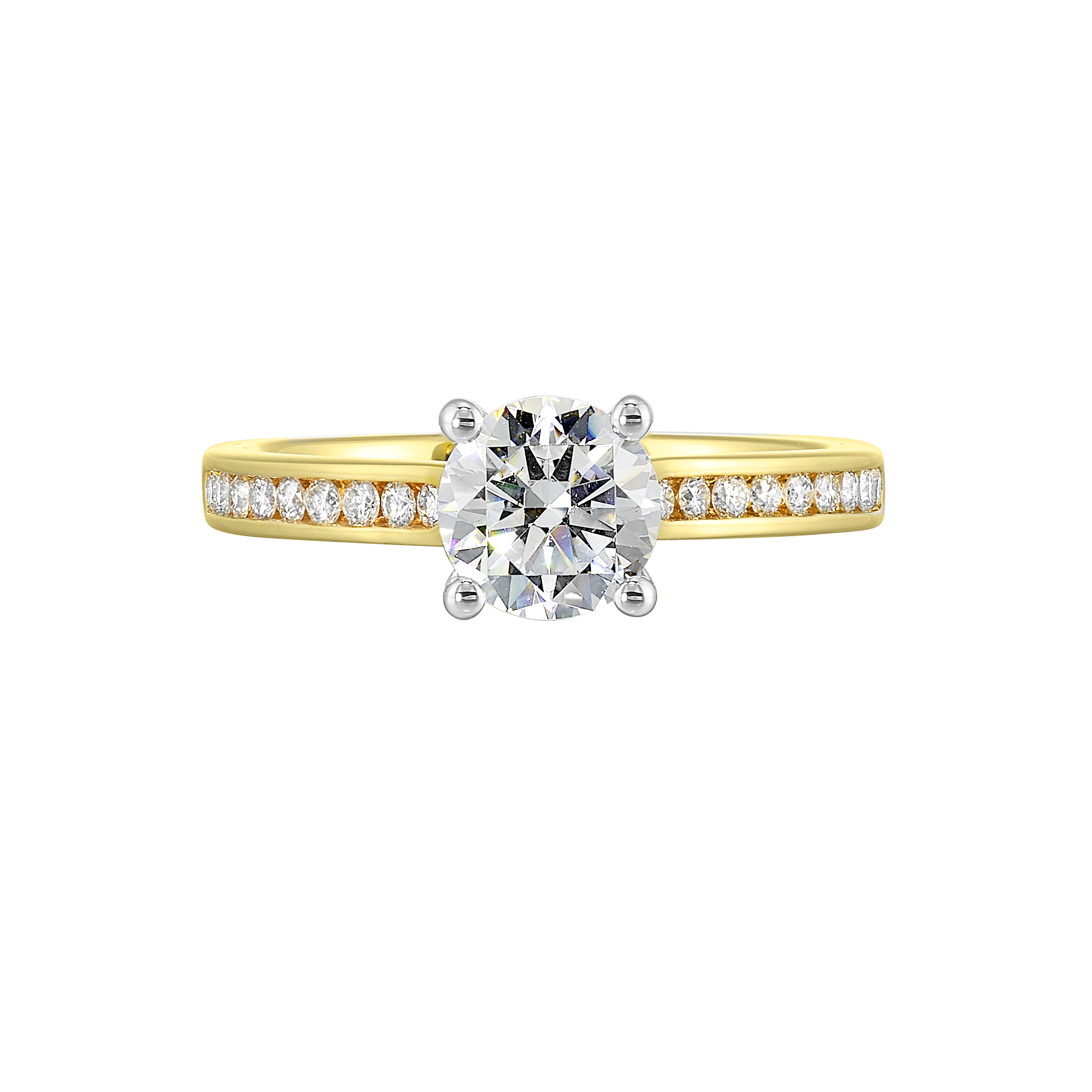 14K WYG 1/4 ct. tw. Diamond Accent Engagement Ring. Semi Mount for 1 ct. tw. Round Center.