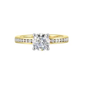 14K WYG 1/5 ct. tw. Diamond Accent Engagement Ring. Semi Mount for 1 ct. tw. Round Center.