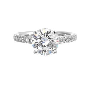 14K WG 3/8 ct. tw. Diamond Hidden Halo Engagement Ring. Semi Mount for 2 ct. tw. Pear Center.