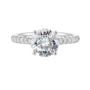14K WG 1/2 ct. tw. Diamond Hidden Halo Engagement Ring. Semi Mount for 2 ct. tw. Round Center.